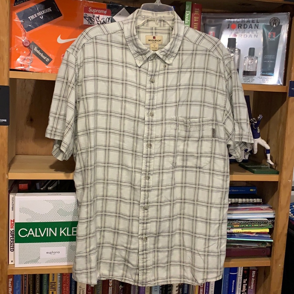 WOOLRICH-men’s plaid short sleeve button-up shirt